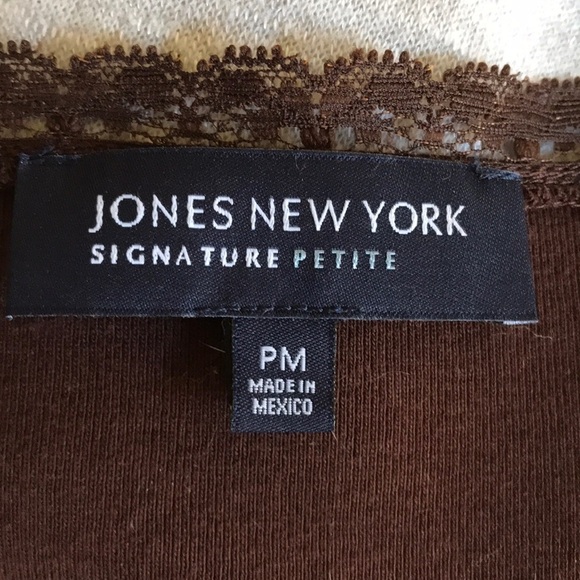 Jones New York brown top with hint of lace - Picture 5 of 6